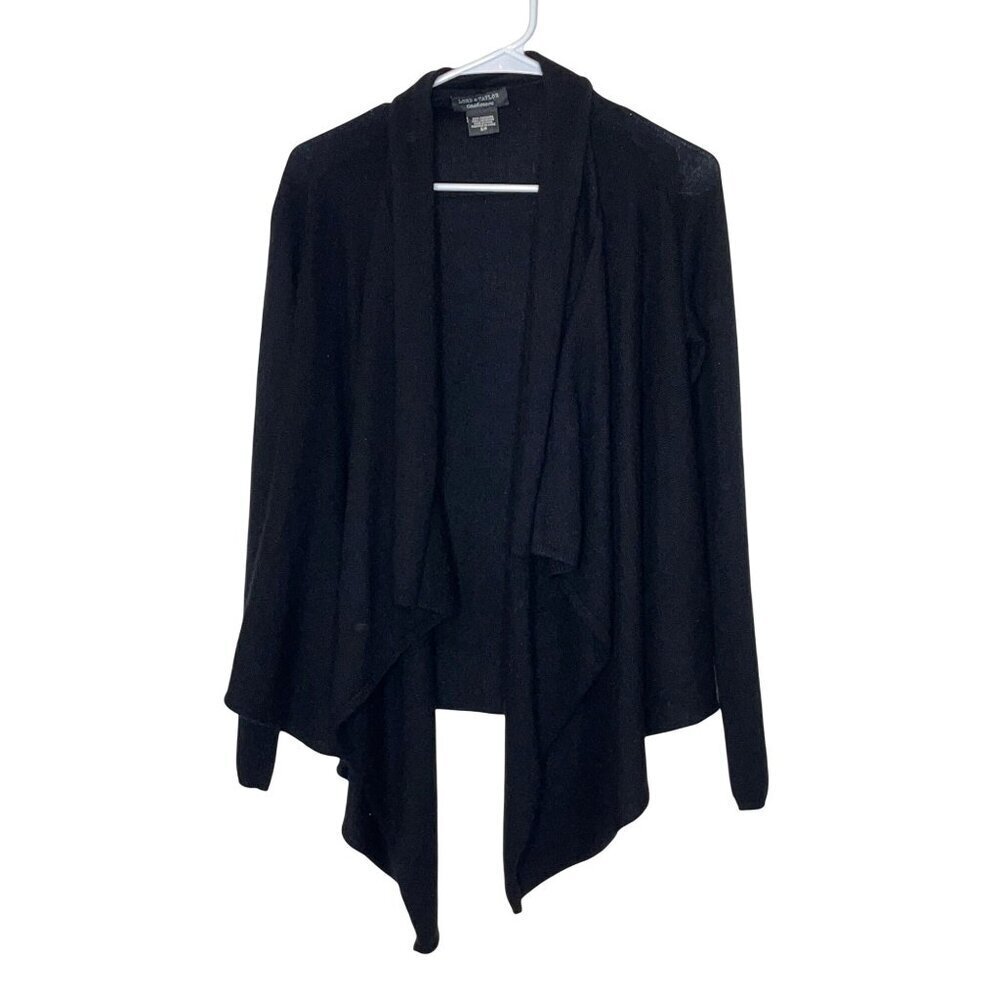 Lord & Taylor Black Cashmere Open Front Cardigan Sweater Small Womens